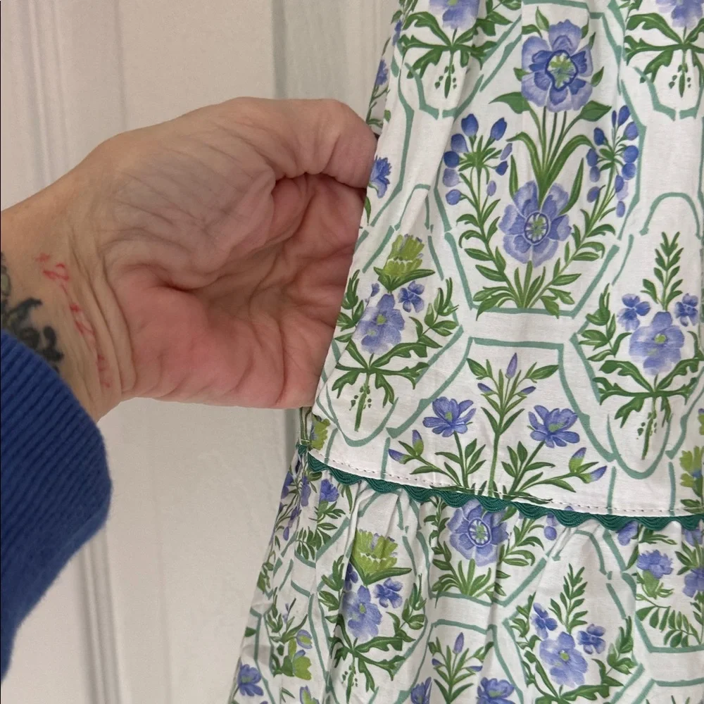 entro White Midi Dress with Blue and Green Floral Print - Picture 5 of 11